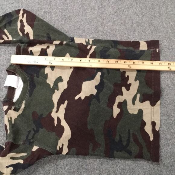 Simply‎ Basic Sz 4/5 Shirt Green Camo Long Sleeve Jersey Tee 100% Cotton - Picture 8 of 9